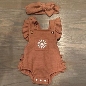 Brown Waffle Knit Like Baby Romper